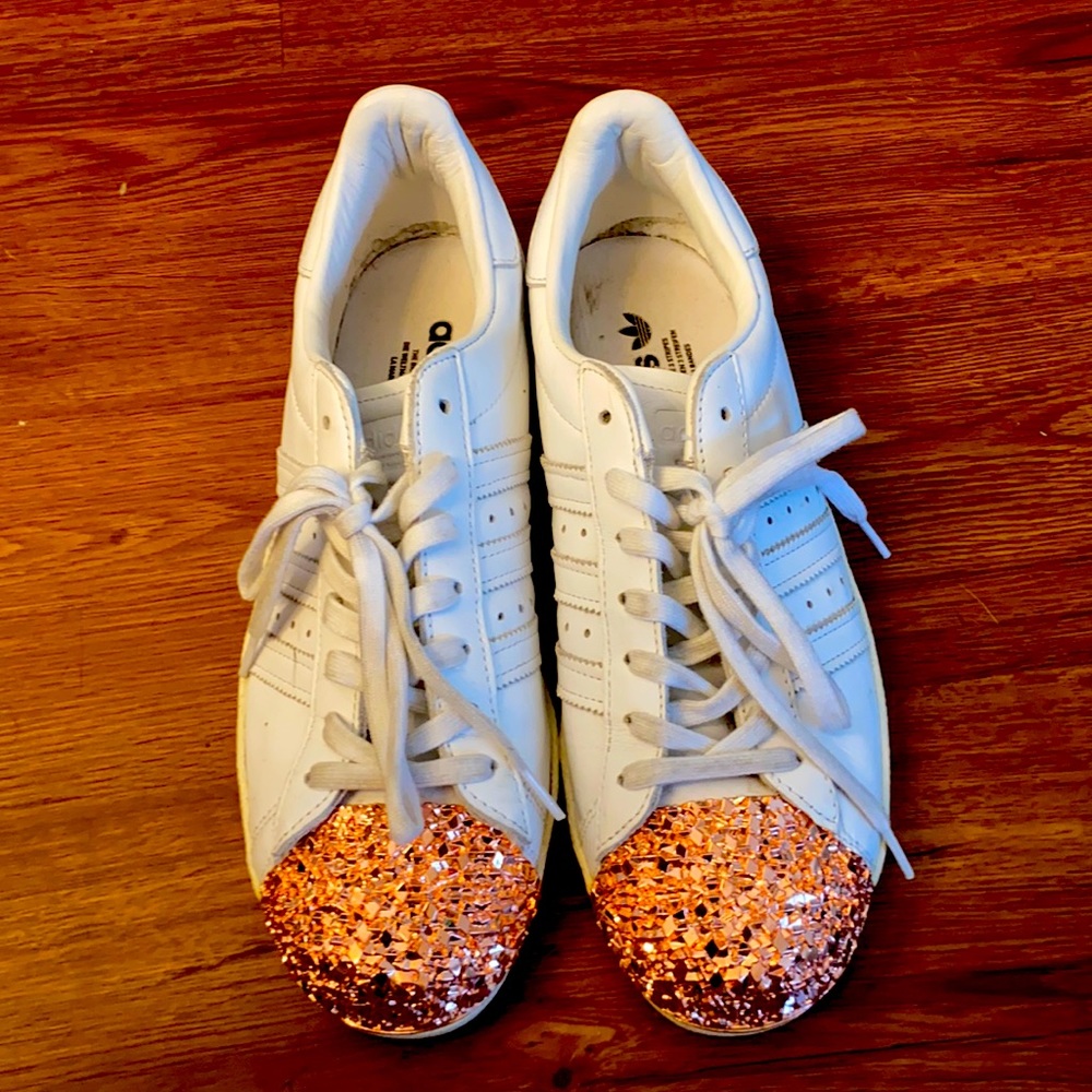adidas White Superstar 80S, Rosegold Metal Toe Cap